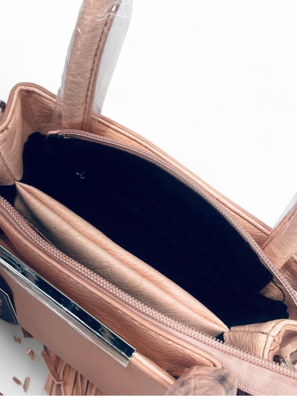 Blush Light Pink Fringe Purse - Fashionable Women’s Handbag crossbody New - Picture 6 of 6